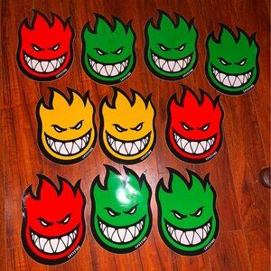 LOT 11" Spitfire Flame Head Die Cut Stickers - 10 - Skateboarding Skate Thrasher
